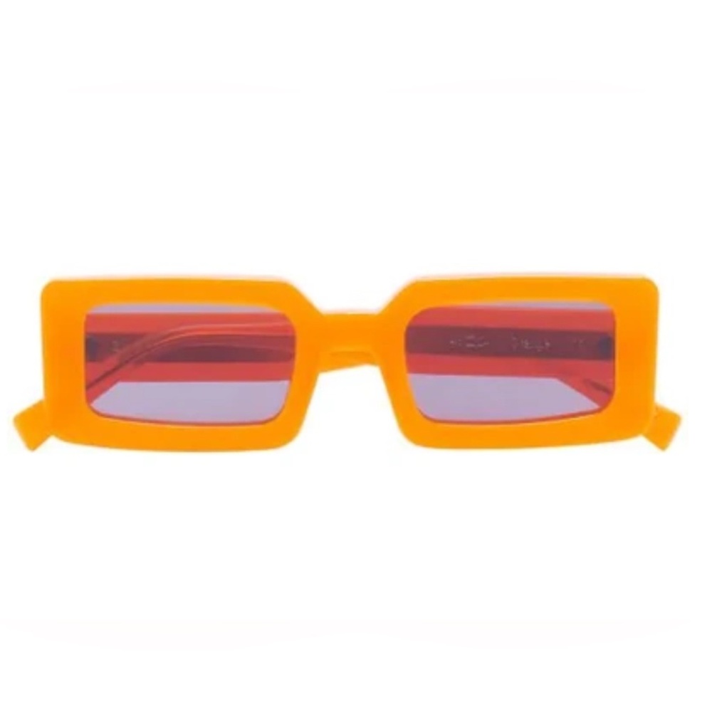 Orange Rectangular Frame Sunglasses with Red Lenses